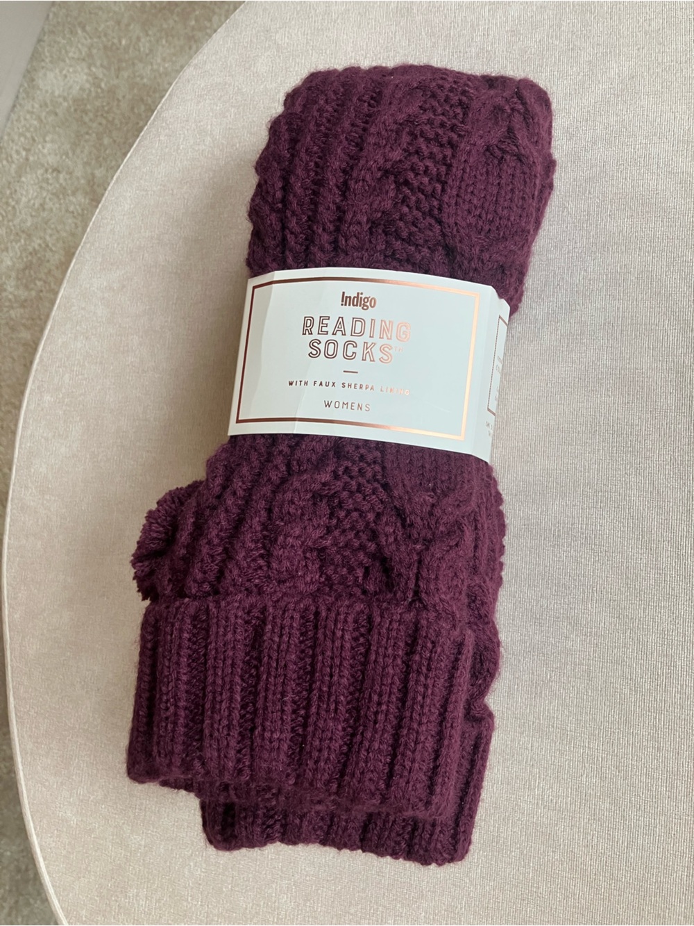 Indigo’s Reading Socks in Burgundy; A Cozy Sweater for your Feet